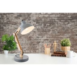 Globo Lighting Tongariro lampa biurkowa 1x40W szara/drewno 21503