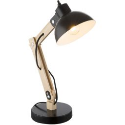 Globo Lighting Tongariro lampa biurkowa 1x40W czarna/drewno 21504