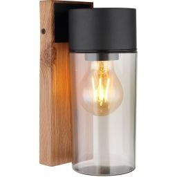 Globo Lighting Etsi kinkiet zewnętrzny 1x40W drewno/czarny mat/przydymiony 31975