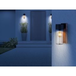 Globo Lighting Etsi kinkiet zewnętrzny 1x40W drewno/czarny mat/przydymiony 31975
