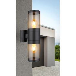 Globo Lighting Xeloo kinkiet zewnętrzny 2x60W czarny mat/przydymiony 32014-2BS