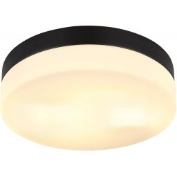 Globo Lighting Vranos plafon zewnętrzny 2x60W czarny mat/szkło opalowe 32112B