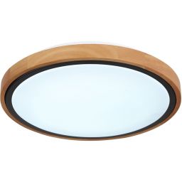 Globo Lighting Bruno plafon 1x12W LED czarny mat/opal/drewno 41764-12