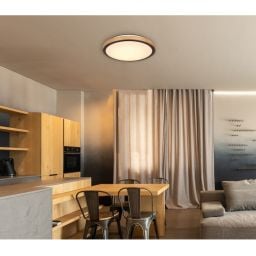 Globo Lighting Bruno plafon 1x24W LED czarny mat/opal/drewno 41764-24