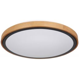 Globo Lighting Bruno plafon 1x24W LED czarny mat/opal/drewno 41764-24