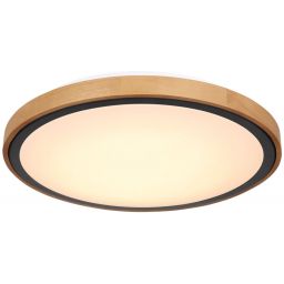 Globo Lighting Bruno plafon 1x24W LED czarny mat/opal/drewno 41764-24