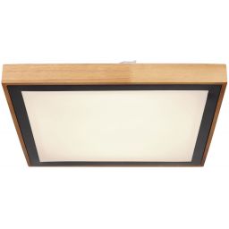 Globo Lighting Bruno plafon 1x24W LED czarny mat/opal/drewno 41764-24Q