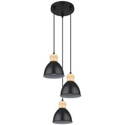 Globo Lighting Wiho lampa wisząca 3x40W czarna/drewno 54018-3HS