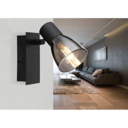 Globo Lighting Claude kinkiet 1x40W czarny mat/przydymiony 54307-1