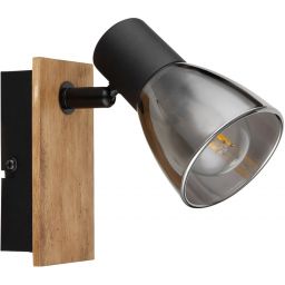 Globo Lighting Claude kinkiet 1x40W czarny mat/drewno/przydymiony 54307-1W