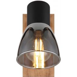 Globo Lighting Claude kinkiet 1x40W czarny mat/drewno/przydymiony 54307-1W