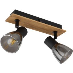 Globo Lighting Claude kinkiet 2x40W czarny mat/przydymiony/drewno 54307-2W