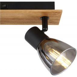 Globo Lighting Claude kinkiet 2x40W czarny mat/przydymiony/drewno 54307-2W