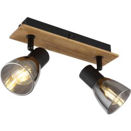 Globo Lighting Claude kinkiet 2x40W czarny mat/przydymiony/drewno 54307-2W