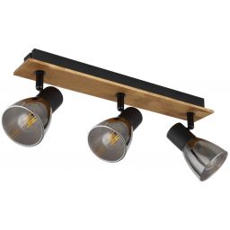 Globo Lighting Claude lampa podsufitowa 3x40W czarny mat/drewno/przydymiony 54307-3W