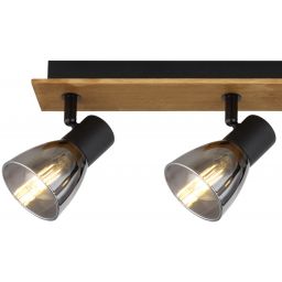 Globo Lighting Claude lampa podsufitowa 3x40W czarny mat/drewno/przydymiony 54307-3W