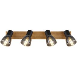 Globo Lighting Claude lampa podsufitowa 4x40W czarny mat/drewno/przydymiony 54307-4W