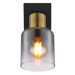 Globo Lighting Hollys kinkiet 1x40W czarny mat/złoty/przydymiony 54310-1