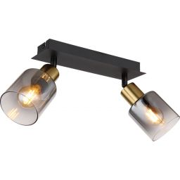 Globo Lighting Hollys lampa podsufitowa 2x40W czarny mat/złoty/przydymiony 54310-2