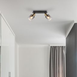 Globo Lighting Hollys lampa podsufitowa 2x40W czarny mat/złoty/przydymiony 54310-2