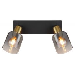 Globo Lighting Hollys lampa podsufitowa 2x40W czarny mat/złoty/przydymiony 54310-2