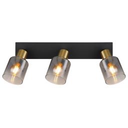 Globo Lighting Hollys lampa podsufitowa 3x40W czarny mat/złoty/przydymiony 54310-3