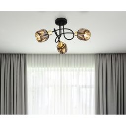 Globo Lighting Indiana lampa podsufitowa 3x40W czarny mat/złoty/przydymiony 54357-3B