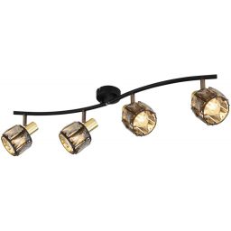 Globo Lighting Indiana lampa podsufitowa 4x40W czarny mat/złoty/przydymiony 54357-4B