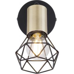 Globo Lighting Xara I kinkiet 1x40W czarny/mosiądz 54802S-1AB