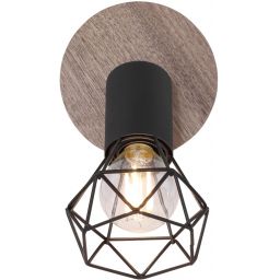 Globo Lighting Xara I kinkiet 1x40W czarny/drewno 54802S-1H