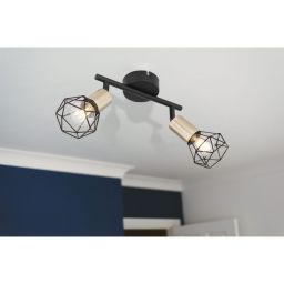 Globo Lighting Xara I lampa podsufitowa 2x40W czarny/mosiądz 54802S-2AB