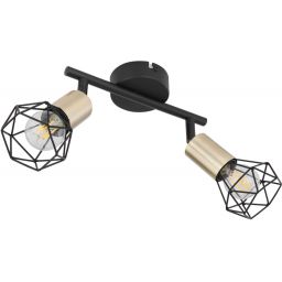 Globo Lighting Xara I lampa podsufitowa 2x40W czarny/mosiądz 54802S-2AB