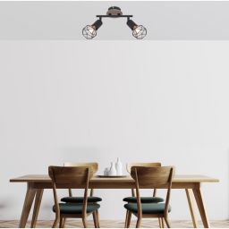 Globo Lighting Xara I lampa podsufitowa 2x40W czarny/drewno 54802S-2H