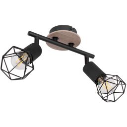 Globo Lighting Xara I lampa podsufitowa 2x40W czarny/drewno 54802S-2H