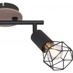 Globo Lighting Xara I lampa podsufitowa 2x40W czarny/drewno 54802S-2H