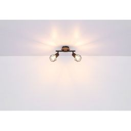 Globo Lighting Xara I lampa podsufitowa 2x40W czarny/drewno 54802S-2H