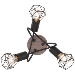 Globo Lighting Xara I lampa podsufitowa 3x40W czarna/drewno 54802S-3DH