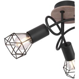 Globo Lighting Xara I lampa podsufitowa 3x40W czarna/drewno 54802S-3DH