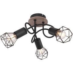 Globo Lighting Xara I lampa podsufitowa 3x40W czarna/drewno 54802S-3DH
