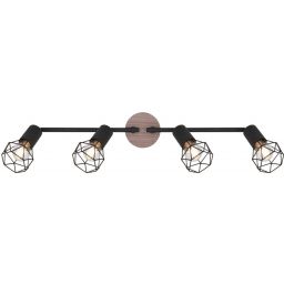 Globo Lighting Xara I lampa podsufitowa 4x40W czarna/drewno 54802S-4H