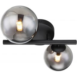 Globo Lighting Riha kinkiet 2x3,5W czarny mat/szkło przydymione 56133-2W