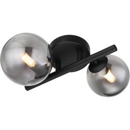 Globo Lighting Riha kinkiet 2x3,5W czarny mat/szkło przydymione 56133-2W
