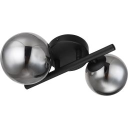 Globo Lighting Riha kinkiet 2x3,5W czarny mat/szkło przydymione 56133-2W