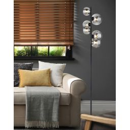 Globo Lighting Riha lampa stojąca 6x3,5W czarny mat/szkło przydymione 56133-6S