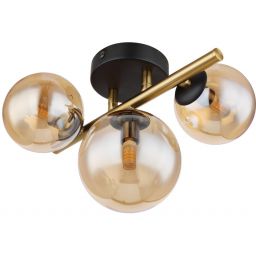 Globo Lighting Riha kinkiet 3x3,5W czarny mat/złoty mat/szkło bursztynowe 56135-3W