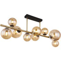 Globo Lighting Riha lampa podsufitowa 9x3,5W czarny mat/złoty mat/szkło bursztynowe 56135-9D