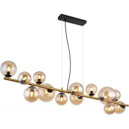 Globo Lighting Riha lampa wisząca 13x3,5 cm czarny mat/mosiądz mat/szkło bursztynowe 56135-13H