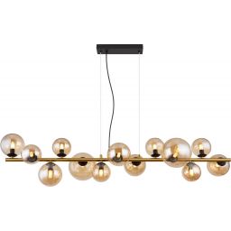 Globo Lighting Riha lampa wisząca 13x3,5 cm czarny mat/mosiądz mat/szkło bursztynowe 56135-13H