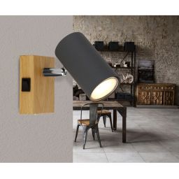 Globo Lighting Robby kinkiet 1x25W grafit/drewno 57911-1G