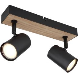 Globo Lighting Robby lampa podsufitowa 2x35 W czarna-drewno 57911-2BW